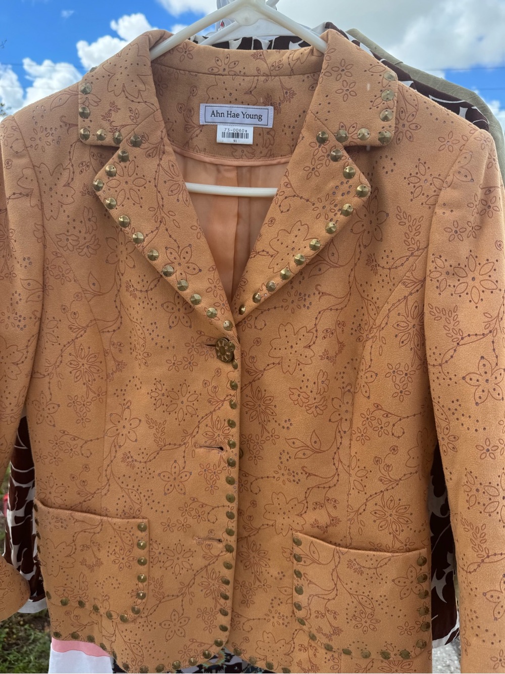 Vintage Y2K Aesthetic Western Chic Women's Studded Floral Jacket Ahn Hae Young